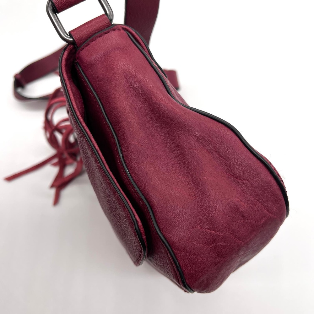 TREASURE AND BOND Leather Crossbody bag Womens Maroon Pebbled Tassel - Picture 5 of 12